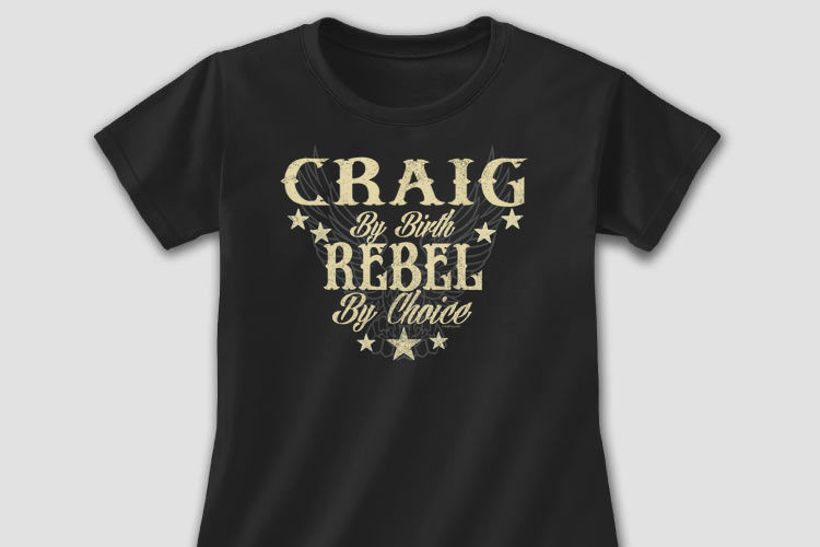 Rebel Ladies Fitted Tee Design #A448