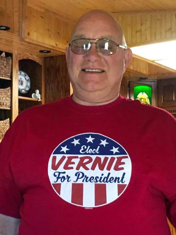 Vernon sent us this photo wearing our For President design #A435. 