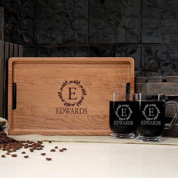 Personalized Serving Tray And Coffee Mug Sets