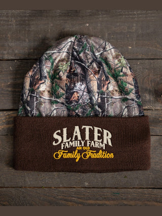 Farming Family Tradition : Embroidered 2-Tone Camo Cuffed Beanie
