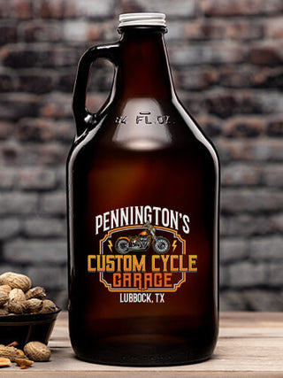 Custom Cycle Garage : Beer Growlers - Color Printed