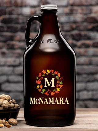 Fall Monogram : Beer Growlers - Color Printed