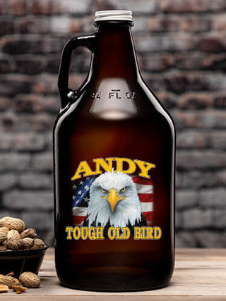 Patriotic Tough Old Bird : Beer Growlers - Color Printed