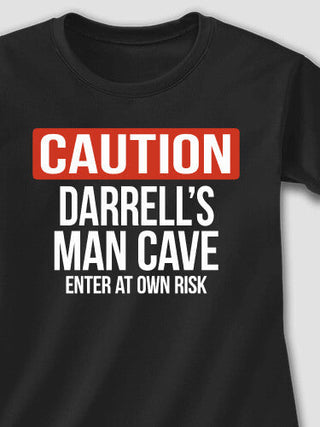 Caution Man Cave : Adult Ladies Fitted T-Shirt