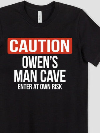 Caution Man Cave : Premium Printed T-Shirts