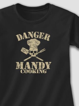 Cooking Danger : Adult Ladies Fitted T-Shirt
