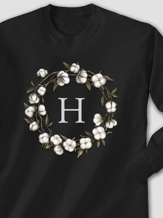 Cotton Wreath Monogram : Printed Long Sleeves