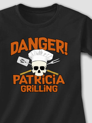 Danger Grilling : Adult Ladies Fitted T-Shirt