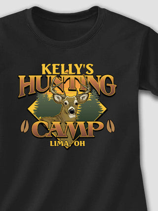 Deer Hunting Camp : Adult Ladies Fitted T-Shirt