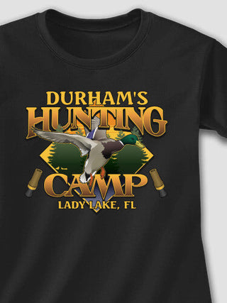 Duck Hunting Camp : Adult Ladies Fitted T-Shirt