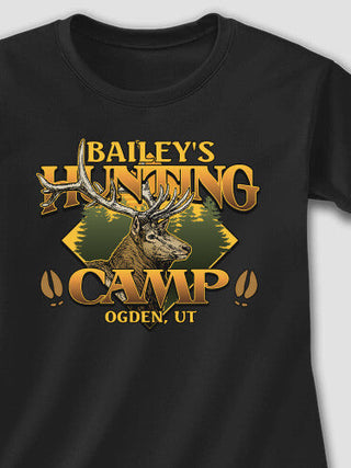 Elk Hunting Camp : Adult Ladies Fitted T-Shirt