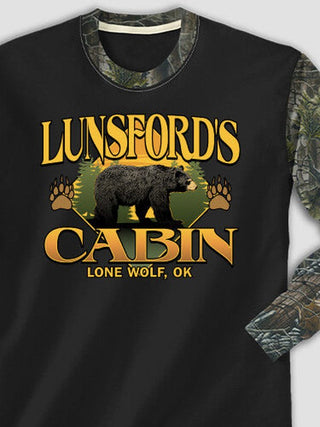 Bear Cabin : Printed 2-Tone Camo Long Sleeves