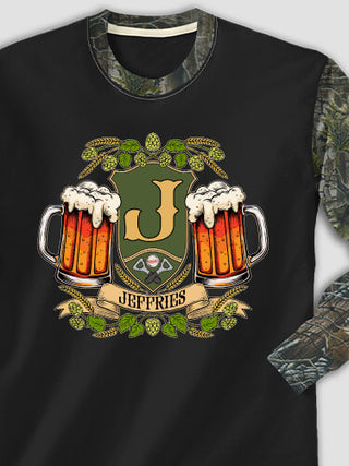 Beer Coat Of Arms : Printed 2-Tone Camo Long Sleeves
