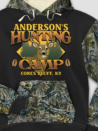 Deer Hunting Camp : Printed 2-Tone Camo Hoodies