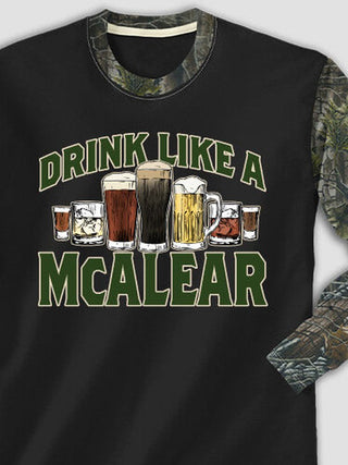 Drink Like A : Printed 2-Tone Camo Long Sleeves