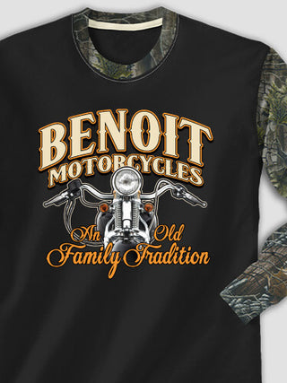 Motorcycle Family Tradition : Printed 2-Tone Camo Long Sleeves
