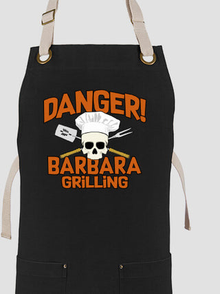 Danger Grilling : Printed Canvas Work Aprons