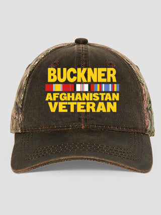 Afghanistan Veteran : Embroidered 2-Tone Camo Hats