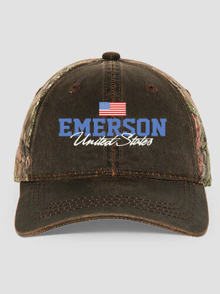 American Flag : Embroidered 2-Tone Camo Hats
