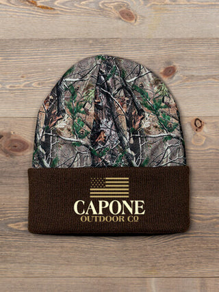American Outdoor Company : Embroidered 2-Tone Camo Cuffed Beanie