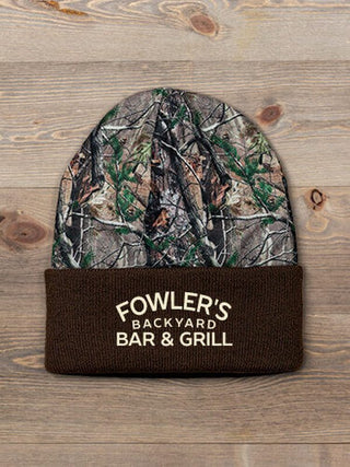 Backyard Bar and Grill : Embroidered 2-Tone Camo Cuffed Beanie