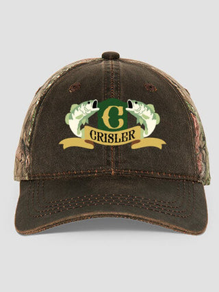 Bass Coat Of Arms : Embroidered 2-Tone Camo Hats