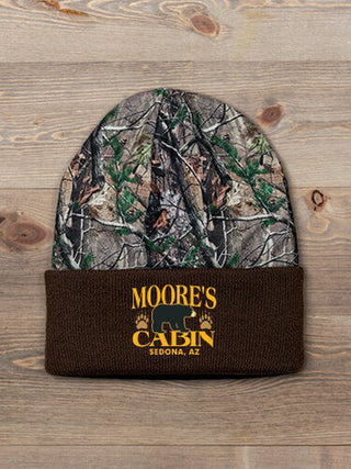 Bear Cabin : Embroidered 2-Tone Camo Cuffed Beanie