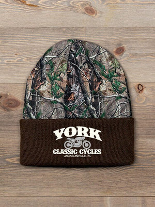 Classic Cycles : Embroidered 2-Tone Camo Cuffed Beanie
