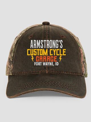 Custom Cycle Garage : Embroidered 2-Tone Camo Hats
