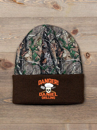 Danger Grilling : Embroidered 2-Tone Camo Cuffed Beanie