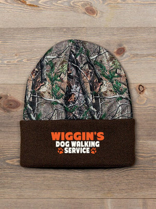 Dog Walking Service : Embroidered 2-Tone Camo Cuffed Beanie