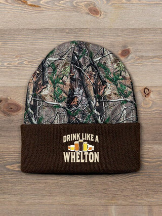 Drink Like A : Embroidered 2-Tone Camo Cuffed Beanie
