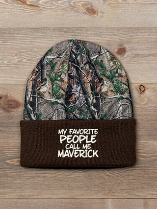 Favorite People : Embroidered 2-Tone Camo Cuffed Beanie
