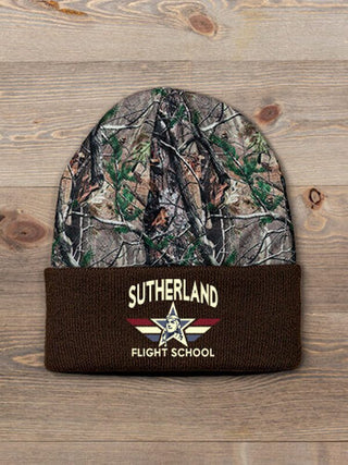 Flight School : Embroidered 2-Tone Camo Cuffed Beanie