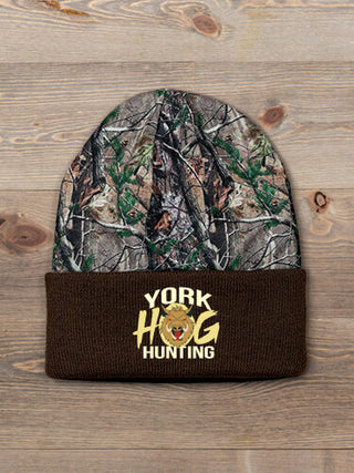 Hog Hunting : Embroidered 2-Tone Camo Cuffed Beanie