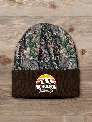 Outdoor Company : Embroidered 2-Tone Camo Cuffed Beanie