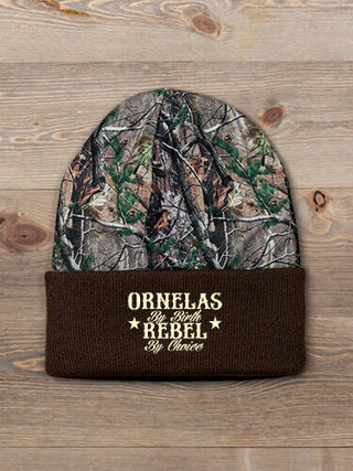 Rebel : Embroidered 2-Tone Camo Cuffed Beanie