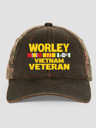 Vietnam Veteran : Embroidered 2-Tone Camo Hats