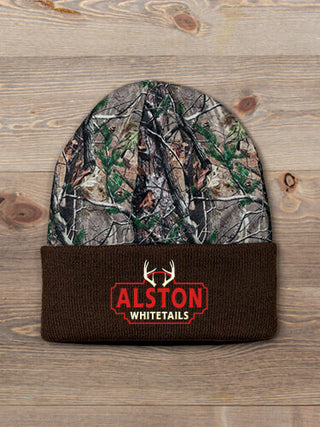 Whitetails : Embroidered 2-Tone Camo Cuffed Beanie