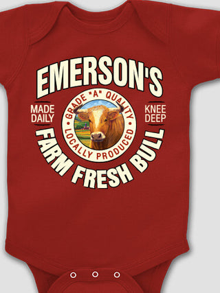 Farm Fresh Bull : Printed Baby Bodysuits