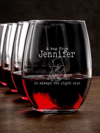 A Hug : Stemless Wine Glasses - Engraved
