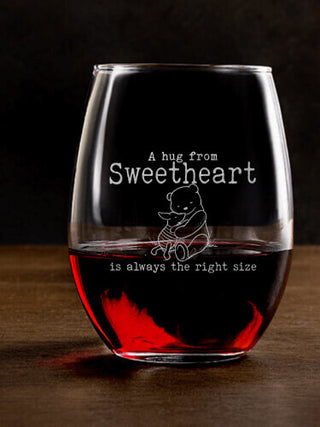 A Hug : Stemless Wine Glasses - Engraved