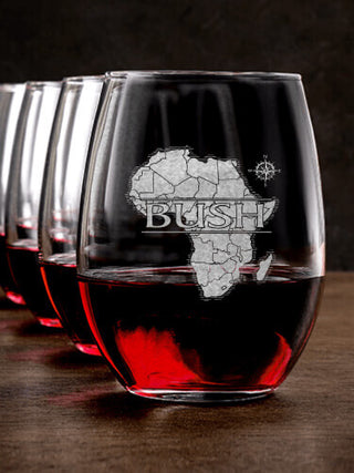 African Heritage : Stemless Wine Glasses - Engraved