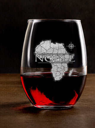 African Heritage : Stemless Wine Glasses - Engraved