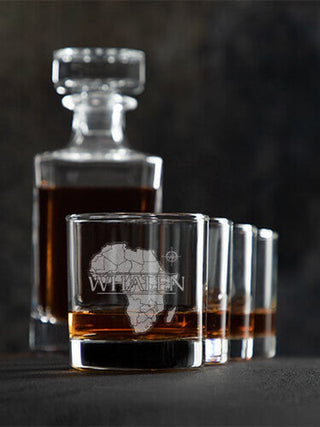 African Heritage : Decanter Rocks Glass Gift Sets - Engraved