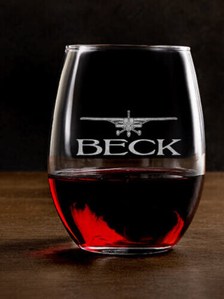 Airplane : Stemless Wine Glasses - Engraved