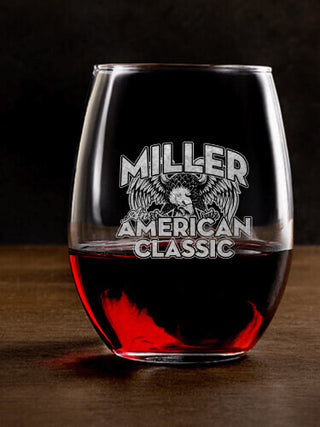 American Classic : Stemless Wine Glasses - Engraved