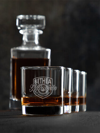 American Motorcycle Tradition : Decanter Rocks Glass Gift Sets - Engraved
