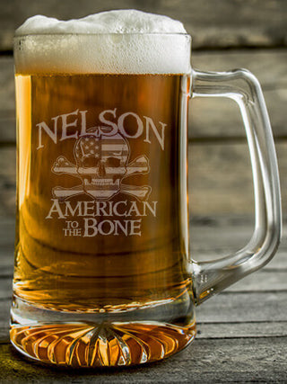 American to the Bone : Beer Mugs - Engraved
