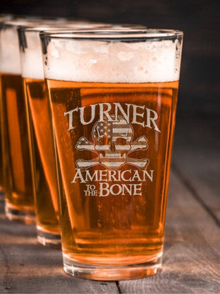American to the Bone : Pint Glasses - Engraved